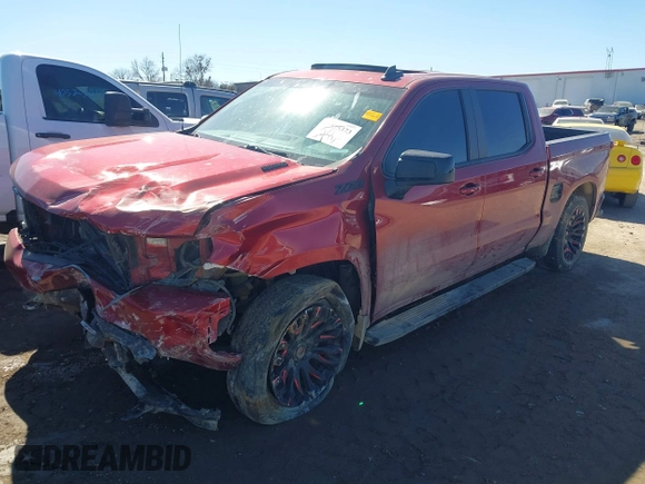 2021 Chevrolet Silverado 1500 RST with VIN 1GCUYEETXMZ357052, listed as a IAAI auction lot 41575373 with 100,022 mi miles. Bid and sale history available at carsss.com. Image 2.