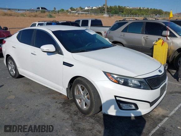 2015 Kia Optima LX with VIN 5XXGM4A71FG402624, listed as a IAAI auction lot 40493003 with 100,237 mi miles. Bid and sale history available at carsss.com. Image 1.