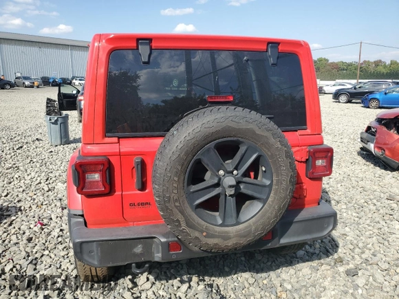 2021 Jeep Wrangler Unlimited Sahara z VIN 1C4HJXEGXMW631033, wystawiony jako Copart lot #75080754 z przebiegiem 52 857 mil mil oraz Szkoda całkowita • Salvage title. Historia ofert i sprzedaży dostępna na DreamBid. Obrazek 6.