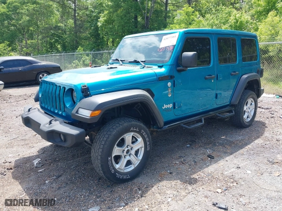 2020 Jeep Wrangler Unlimited Sport S with VIN 1C4HJXDG6LW268567, listed as a IAAI auction lot 42077581 with 97,793 mi miles. Bid and sale history available at carsss.com. Image 17.