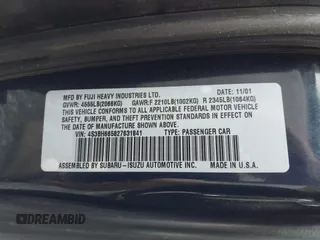 2002 Subaru Legacy Outback with VIN 4S3BH665827631841, listed as a IAAI auction lot 42649083 with 208,903 mi miles and . Bid and sale history available at DreamBid. Image 9.