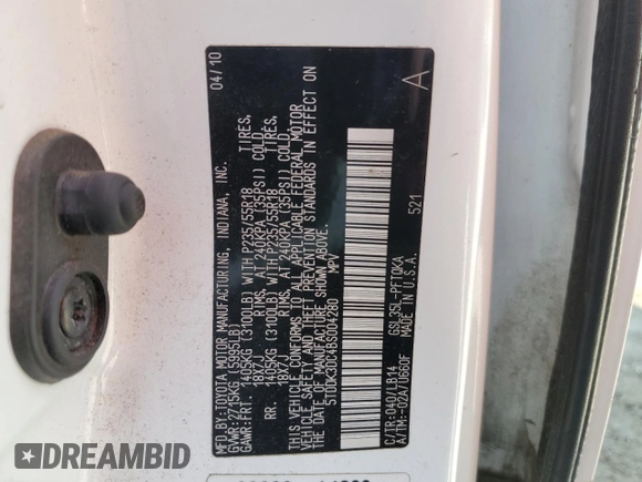 2011 Toyota Sienna XLE with VIN 5TDDK3DC4BS004280, listed as a Copart auction lot 59297345 with 173,890 mi miles and Salvage title. Bid and sale history available at DreamBid. Image 13.