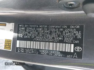 2008 Toyota Prius with VIN JTDKB20U083441221, listed as a IAAI auction lot 41945043 with 157,623 mi miles. Bid and sale history available at carsss.com. Image 9.