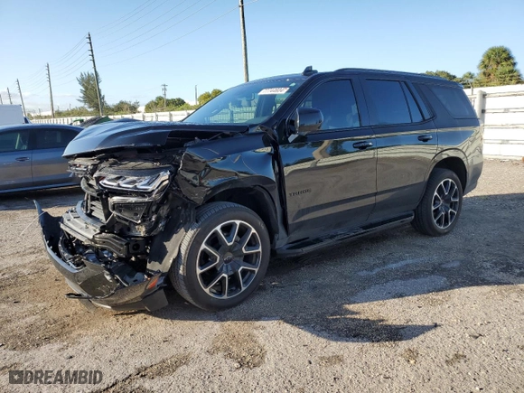 2023 Chevrolet Tahoe RST with VIN 1GNSCRKDXPR483465, listed as a Copart auction lot 77744604 with 11,078 mi miles and Salvage Title. Bid and sale history available at carsss.com. Image 1.
