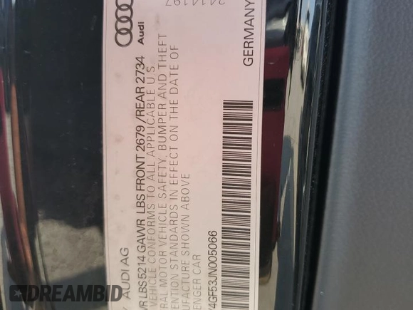2018 Audi S5 Premium Plus z VIN WAUY4GF53JN005066, wystawiony jako Copart lot #58179525 z przebiegiem 134 210 mil mil oraz Tytuł czysty. Historia ofert i sprzedaży dostępna na DreamBid. Obrazek 12.