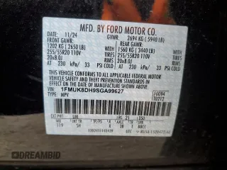 2025 Ford Explorer Active with VIN 1FMUK8DH9SGA99627, listed as a Copart auction lot 54778855 with 8,303 mi miles and Clean title. Bid and sale history available at DreamBid. Image 14.