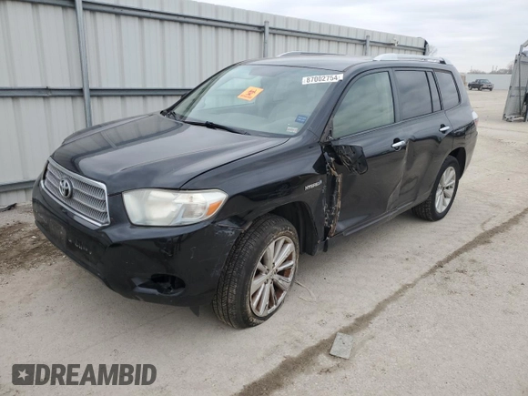 2010 Toyota Highlander Hybrid with VIN JTEBW3EH1A2040483, listed as a Copart auction lot 87002754 with 0 mi miles and Salvage Title. Bid and sale history available at carsss.com. Image 1.