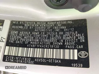2012 Toyota Camry L with VIN 4T4BF1FK4CR219130, listed as a IAAI auction lot 41785186 with 351,916 mi miles. Bid and sale history available at carsss.com. Image 9.