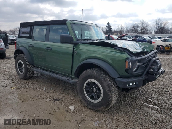 2022 Ford Bronco with VIN 1FMEE5DP0NLA81692, listed as a Copart auction lot 46881445 with 28,843 mi miles and Salvage Title. Bid and sale history available at DreamBid. Image 4.