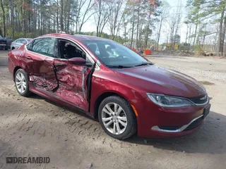 2015 Chrysler 200 Limited with VIN 1C3CCCAB6FN741128, listed as a IAAI auction lot 41933248 with 205,253 mi miles. Bid and sale history available at carsss.com. Image 1.