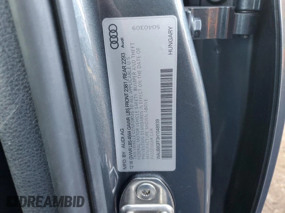 2017 Audi A3 Sedan Premium with VIN WAUB8GFF3H1048939, listed as a Copart auction lot 39968854 with 43,554 mi miles. Bid and sale history available at carsss.com. Image 12.