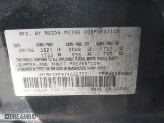 2007 Mazda Mazda3 i Sport with VIN JM1BK12F971632753, listed as a IAAI auction lot 41799478 with 148,569 mi miles. Bid and sale history available at carsss.com. Image 9.