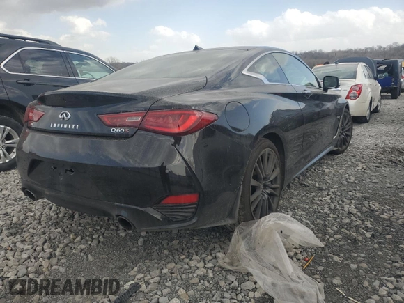 2017 Infiniti Q60 Red Sport 400 with VIN JN1FV7EL9HM701683, listed as a Copart auction lot 49708395 with 218,985 mi miles and Salvage Title. Bid and sale history available at carsss.com. Image 3.