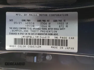 2021 Mazda Mazda3 Hatchback Preferred with VIN JM1BPBLL1M1344619, listed as a Copart auction lot 70441773 with 19,305 mi miles. Bid and sale history available at carsss.com. Image 14.