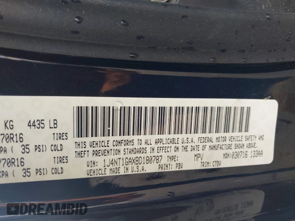 2011 Jeep Patriot Sport with VIN 1J4NT1GAXBD180787, listed as a IAAI auction lot 42102556 with 95,426 mi miles and . Bid and sale history available at DreamBid. Image 9.