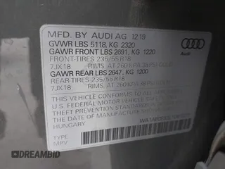 2020 Audi Q3 Premium z VIN WA1AECF32L1061271, wystawiony jako IAAI lot #42038795 z przebiegiem 23 902 mil mil oraz . Historia ofert i sprzedaży dostępna na DreamBid. Obrazek 9.