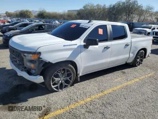 2024 Chevrolet Silverado 1500 Custom with VIN 3GCPABEK1RG316159, listed as a Copart auction lot 88814825 with 7,623 mi miles and Salvage Title. Bid and sale history available at DreamBid. Image 1.