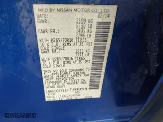2014 Nissan Frontier SV with VIN 1N6AD0ER1EN730894, listed as a IAAI auction lot 41738394 with 164,066 mi miles. Bid and sale history available at carsss.com. Image 9.