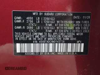 2021 Subaru Outback Premium с VIN 4S4BTADCXM3143726, выставлен на аукционе IAAI как лот 42482183 с пробегом 39 094 миль миль и . История ставок и продаж доступна на DreamBid. Изображение 9.