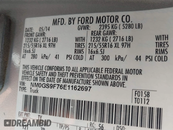 2014 Ford Transit Connect XLT с VIN NM0GS9F76E1162697, выставлен на аукционе IAAI как лот 42407200 с пробегом 178 604 миль миль и . История ставок и продаж доступна на DreamBid. Изображение 9.