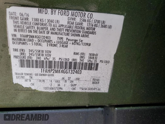 2016 Ford Police Interceptor with VIN 1FAHP2MK4GG132403, listed as a Copart auction lot 80925744 with Not provided miles and Salvage title. Bid and sale history available at DreamBid. Image 15.