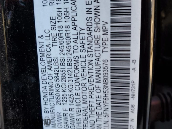 2022 Honda Pilot EX-L with VIN 5FNYF6H53NB093576, listed as a Copart auction lot 41498955 with 31,907 mi miles and Salvage Title. Bid and sale history available at carsss.com. Image 13.