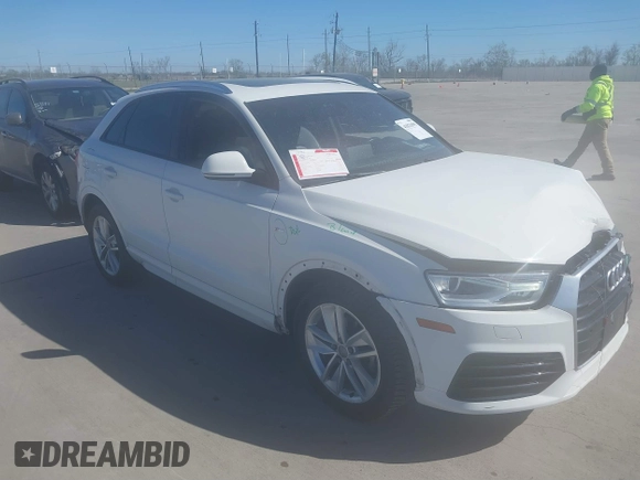 2018 Audi Q3 Premium with VIN WA1ECCFS7JR026917, listed as a IAAI auction lot 41823995 with 76,313 mi miles and . Bid and sale history available at DreamBid. Image 1.