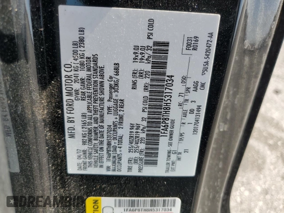 2017 Ford Mustang EcoBoost z VIN 1FA6P8TH8H5317034, wystawiony jako Copart lot #51316535 z przebiegiem 73 480 mil mil oraz Szkoda całkowita • Salvage title. Historia ofert i sprzedaży dostępna na DreamBid. Obrazek 12.