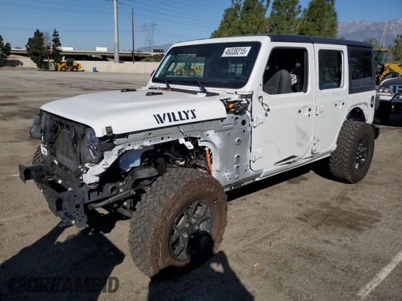 2024 Jeep Wrangler Willys z VIN 1C4RJXN60RW278675, wystawiony jako Copart lot #46338215 z przebiegiem 8 795 mil mil oraz Szkoda całkowita • Salvage title. Historia ofert i sprzedaży dostępna na DreamBid. Obrazek 1.