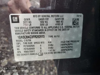 2015 Chevrolet Tahoe LT with VIN 1GNSCBKC3FR282603, listed as a Copart auction lot 50191155 with 219,272 mi miles and Salvage Title. Bid and sale history available at DreamBid. Image 13.