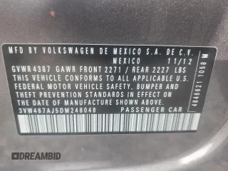 2013 Volkswagen Jetta GLI Autobahn with VIN 3VW467AJ5DM248048, listed as a Copart auction lot 54397575 with 141,264 mi miles and Salvage Title. Bid and sale history available at DreamBid. Image 13.