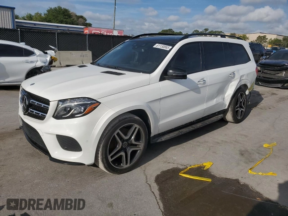 2019 Mercedes-Benz GLS 550 with VIN 4JGDF7DE6KB223645, listed as a Copart auction lot 61130865 with 105,894 mi miles and Salvage title. Bid and sale history available at DreamBid. Image 1.