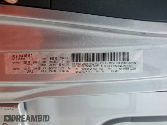 2018 Jeep Wrangler Unlimited Sport с VIN 1C4HJXDG1JW151623, выставлен на аукционе Copart как лот 53703055 с пробегом 54 186 миль миль и Списание • Salvage title. История ставок и продаж доступна на DreamBid. Изображение 12.
