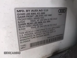 2021 Audi Q7 Premium with VIN WA1AJAF71MD023923, listed as a Copart auction lot 42857925 with 81,346 mi miles and Salvage Title. Bid and sale history available at carsss.com. Image 13.