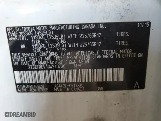 2016 Toyota RAV4 LE with VIN 2T3ZFREV1GW240730, listed as a Copart auction lot 49514655 with 109,529 mi miles and Salvage Title. Bid and sale history available at carsss.com. Image 12.