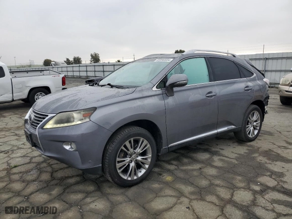 2013 Lexus RX 450h with VIN JTJBC1BA2D2058453, listed as a Copart auction lot 85990504 with 157,105 mi miles and Salvage Title. Bid and sale history available at carsss.com. Image 1.