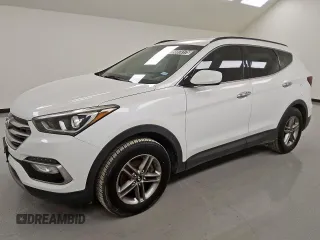 2017 Hyundai Santa Fe 2.4L z VIN 5XYZU3LBXHG399323, wystawiony jako Copart lot #56974175 z przebiegiem 86 837 mil mil oraz Czysty tytuł • Clean title. Historia ofert i sprzedaży dostępna na DreamBid. Obrazek 1.