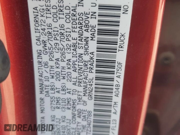 2007 Toyota Tacoma with VIN 5TELU42N77Z340788, listed as a Copart auction lot 50967415 with 108,359 mi miles and Salvage Title. Bid and sale history available at DreamBid. Image 12.