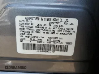 2015 Infiniti Q50 Premium with VIN JN1BV7AR9FM414737, listed as a Copart auction lot 62088065 with 118,668 mi miles and Salvage title. Bid and sale history available at DreamBid. Image 13.