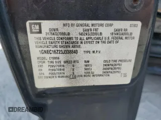 2003 Chevrolet Suburban LT z VIN 1GNEC16Z23J338840, wystawiony jako Copart lot #59962715 z przebiegiem 264 250 mil mil oraz Szkoda całkowita • Salvage title. Historia ofert i sprzedaży dostępna na DreamBid. Obrazek 13.