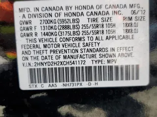 2012 Acura MDX with VIN 2HNYD2H2XCH541172, listed as a Copart auction lot 57385275 with 152,437 mi miles and Salvage title. Bid and sale history available at DreamBid. Image 14.