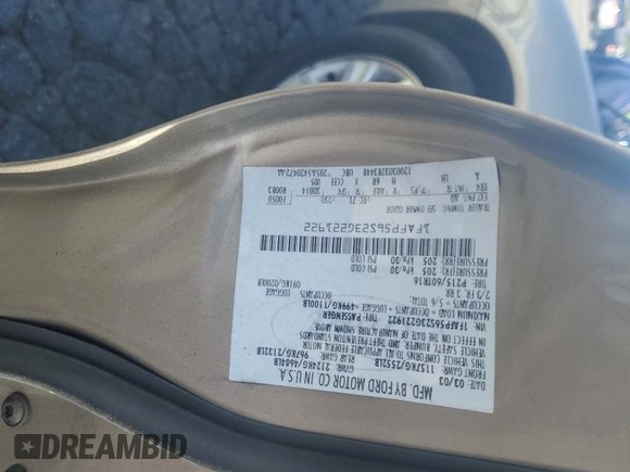 2003 Ford Taurus SEL Deluxe with VIN 1FAFP56S23G221922, listed as a Copart auction lot 79673294 with 142,911 mi miles and Salvage Title. Bid and sale history available at DreamBid. Image 12.