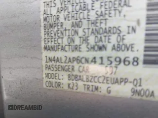 2012 Nissan Altima 2.5 with VIN 1N4AL2AP6CN415968, listed as a IAAI auction lot 42109092 with 165,136 mi miles and . Bid and sale history available at DreamBid. Image 9.