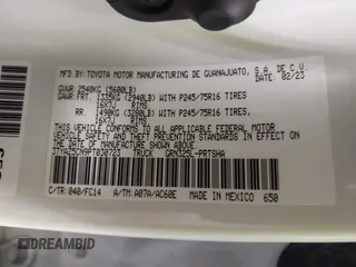 2023 Toyota Tacoma SR5 z VIN 3TYAZ5CN9PT030723, wystawiony jako IAAI lot #41607535 z przebiegiem 40 215 mil mil oraz . Historia ofert i sprzedaży dostępna na DreamBid. Obrazek 9.