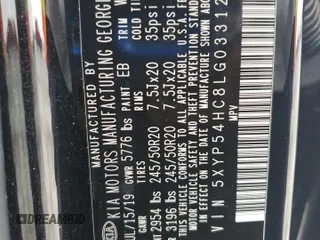 2020 Kia Telluride SX с VIN 5XYP54HC8LG033123, выставлен на аукционе Copart как лот 62708935 с пробегом 31 117 миль миль и Списание • Salvage title. История ставок и продаж доступна на DreamBid. Изображение 13.