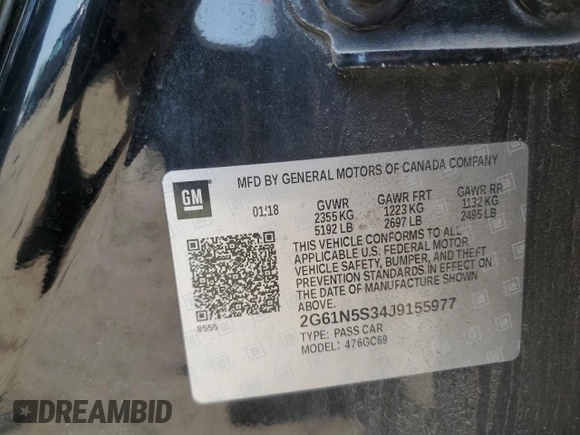 2018 Cadillac XTS Luxury with VIN 2G61N5S34J9155977, listed as a Copart auction lot 62057755 with 98,300 mi miles and Clean title. Bid and sale history available at DreamBid. Image 12.