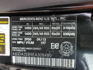 2014 Mercedes-Benz M 350 with VIN 4JGDA2EB9EA308480, listed as a Copart auction lot 49251015 with 126,542 mi miles and Salvage Title. Bid and sale history available at DreamBid. Image 14.