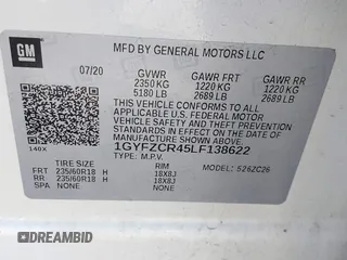 2020 Cadillac XT4 FWD Premium Luxury with VIN 1GYFZCR45LF138622, listed as a IAAI auction lot 41764535 with 99,079 mi miles. Bid and sale history available at carsss.com. Image 9.