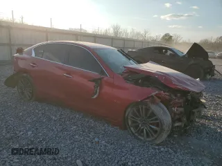 2020 Infiniti Q50 Red Sport 400 with VIN JN1FV7AP5LM630421, listed as a Copart auction lot 46098215 with Not provided miles and Salvage title. Bid and sale history available at DreamBid. Image 4.