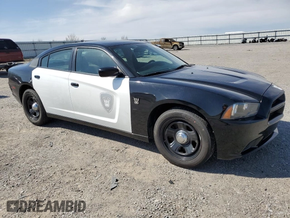 2014 Dodge Charger Police with VIN 2C3CDXAG0EH357871, listed as a Copart auction lot 52650555 with 143,334 mi miles and Salvage Title. Bid and sale history available at DreamBid. Image 4.